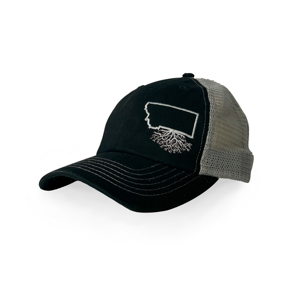 Contrast Adjustable Hat | Montana Roots Logo Black/Grey